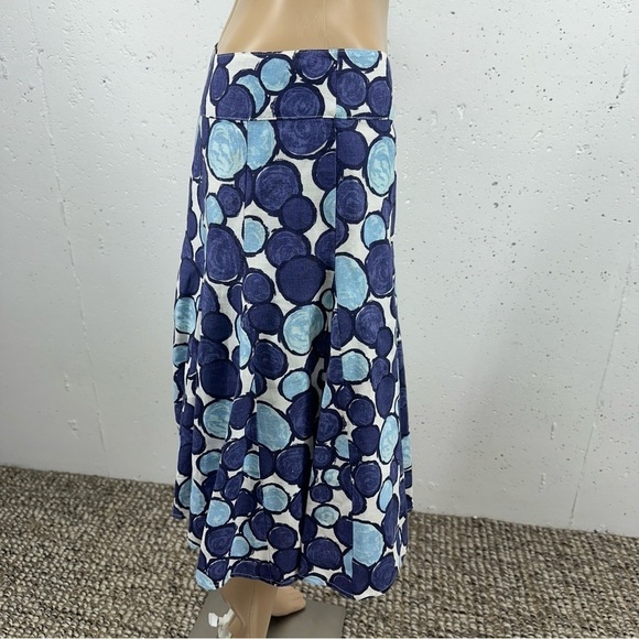 Boden Women’s Size US 4 UK 8 Linen Blue Cirle Print A Line Lined Skirt - Picture 4 of 10